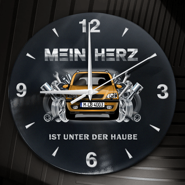 Zafira OPC Wanduhr personalisiert mit Auto u. Kennzeichen! M, Tuning Design 2