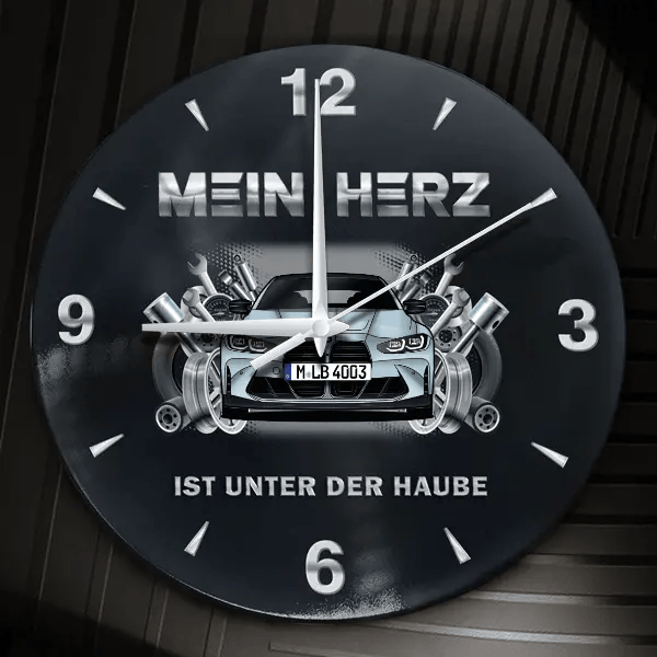 M4 Wanduhr personalisiert mit Auto u. Kennzeichen! M, Tuning Design 2