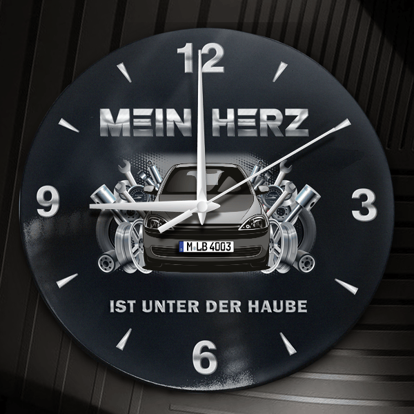 Corsa (3-Türer) Wanduhr personalisiert mit Auto u. Kennzeichen! M, Tuning Design 2