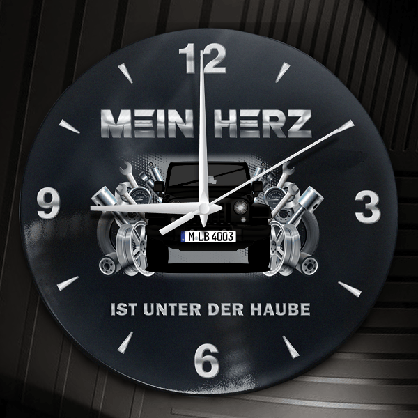 Wrangler Wanduhr personalisiert mit Auto u. Kennzeichen! M, Tuning Design 2