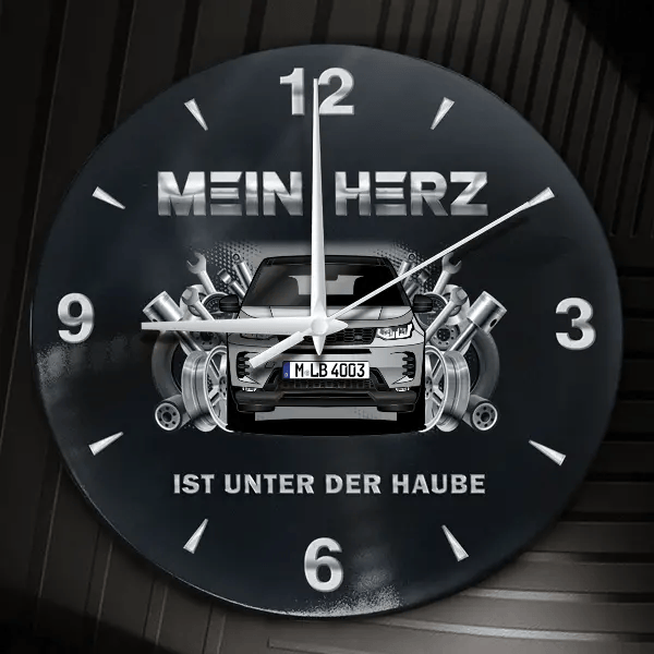Discovery Sport Wanduhr personalisiert mit Auto u. Kennzeichen! M, Tuning Design 2