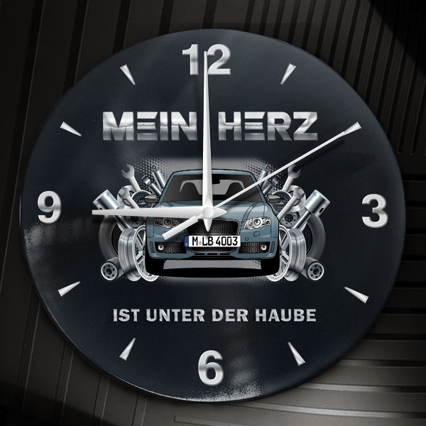 RS4 Limousine Wanduhr personalisiert mit Auto u. Kennzeichen! M, Tuning Design 2