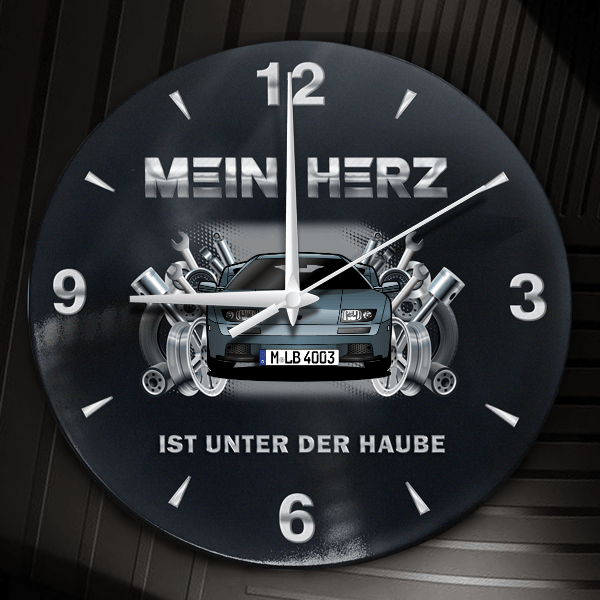 Diablo Roadster Wanduhr personalisiert mit Auto u. Kennzeichen! M, Tuning Design 2