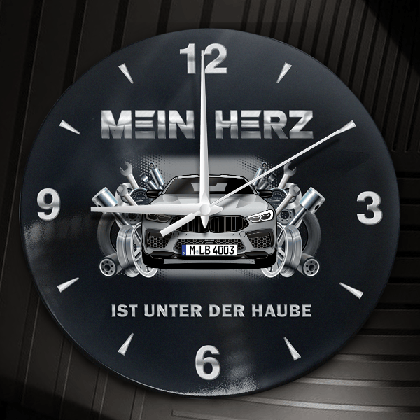 M8 Coupe Wanduhr personalisiert mit Auto u. Kennzeichen! M, Tuning Design 2
