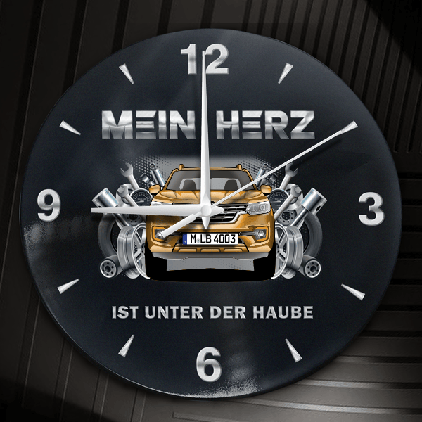 Alaskan Wanduhr personalisiert mit Auto u. Kennzeichen! M, Tuning Design 2