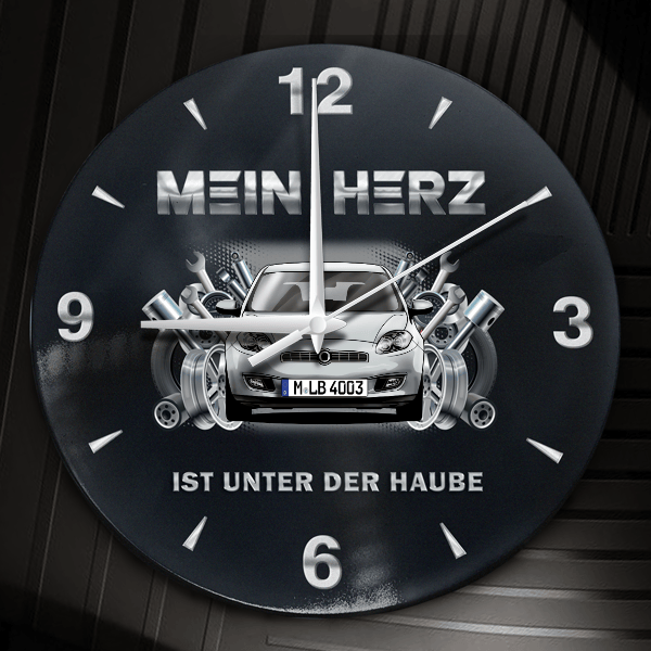 Bravo Wanduhr personalisiert mit Auto u. Kennzeichen! M, Tuning Design 2