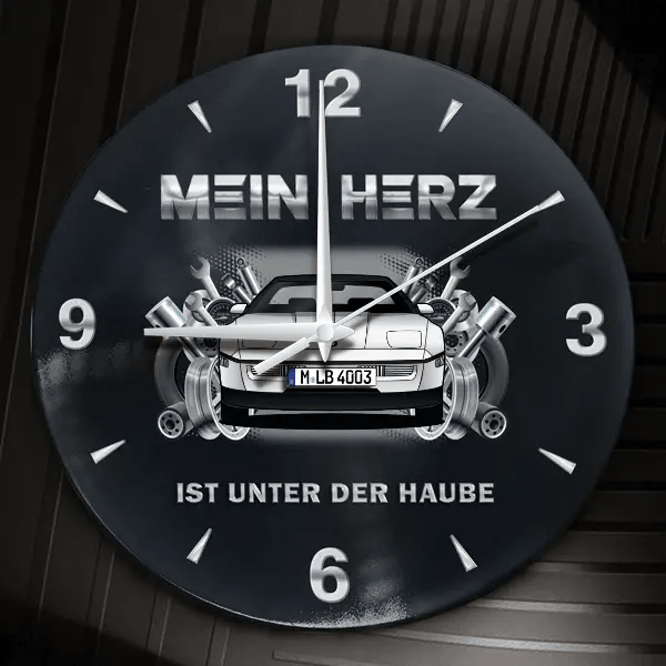 C4 Wanduhr personalisiert mit Auto u. Kennzeichen! M, Tuning Design 2