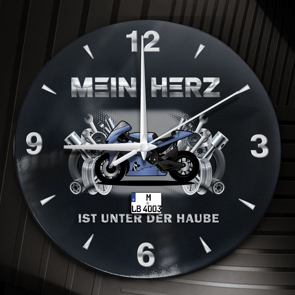 YZR-M1 Wanduhr personalisiert mit Motorrad u. Kennzeichen! M, Tuning Design 2