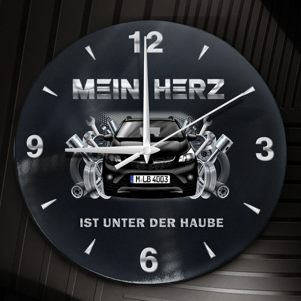 Karl Rocks Wanduhr personalisiert mit Auto u. Kennzeichen! M, Tuning Design 2