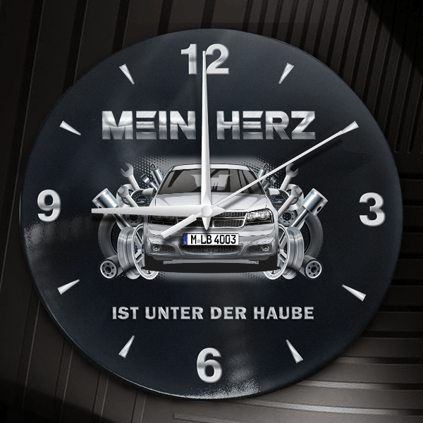 Avenger Wanduhr personalisiert mit Auto u. Kennzeichen! M, Tuning Design 2