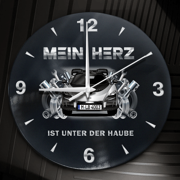 Senna Wanduhr personalisiert mit Auto u. Kennzeichen! M, Tuning Design 2