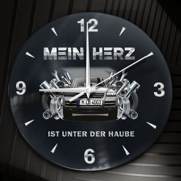Touareg Wanduhr personalisiert mit Auto u. Kennzeichen! M, Tuning Design 2