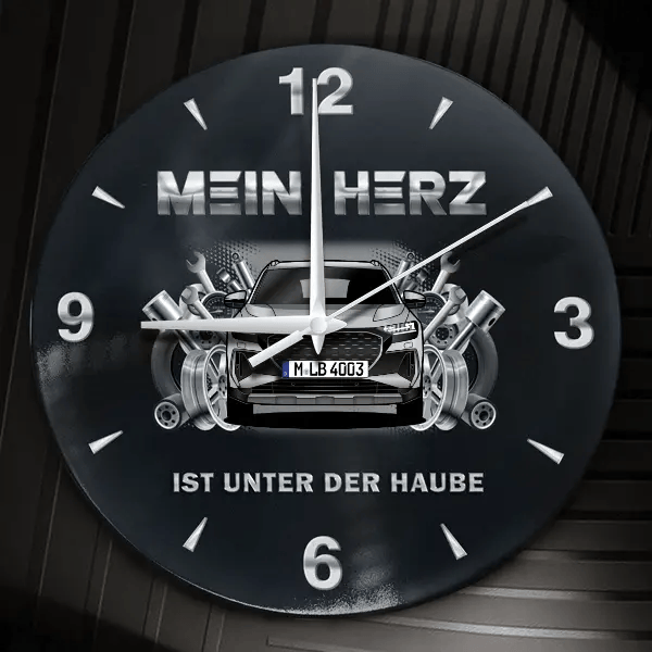 Q4 e-tron Wanduhr personalisiert mit Auto u. Kennzeichen! M, Tuning Design 2