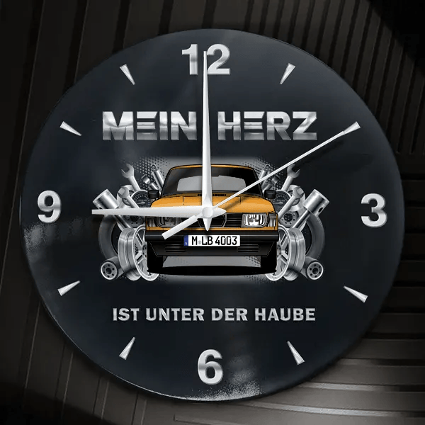 99 Wanduhr personalisiert mit Auto u. Kennzeichen! M, Tuning Design 2