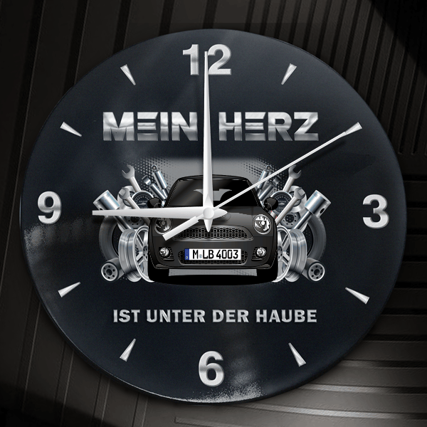 Cooper JCW Cabriolet Wanduhr personalisiert mit Auto u. Kennzeichen! M, Tuning Design 2