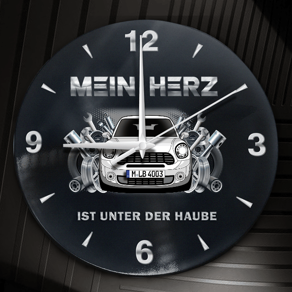 Paceman Cooper S Wanduhr personalisiert mit Auto u. Kennzeichen! M, Tuning Design 2