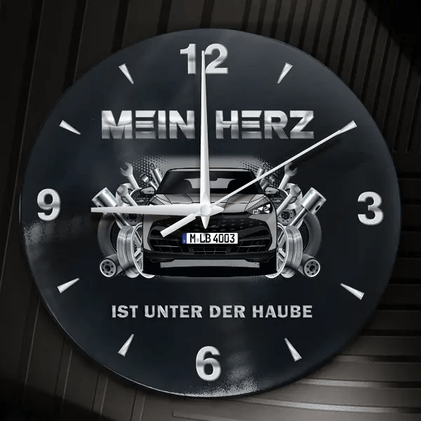 Tavascan Wanduhr personalisiert mit Auto u. Kennzeichen! M, Tuning Design 2