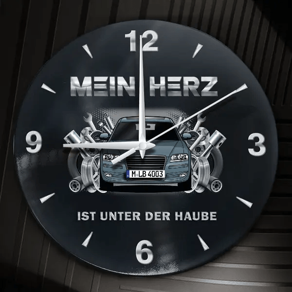A8 L Wanduhr personalisiert mit Auto u. Kennzeichen! M, Tuning Design 2