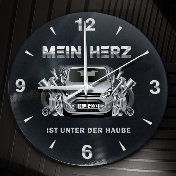 Tourneo Custom Wanduhr personalisiert mit Auto u. Kennzeichen! M, Tuning Design 2