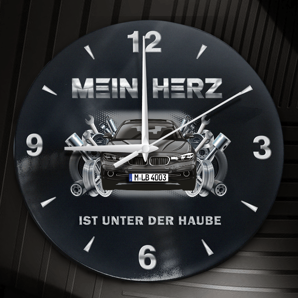 4er Reihe Coupe Wanduhr personalisiert mit Auto u. Kennzeichen! M, Tuning Design 2