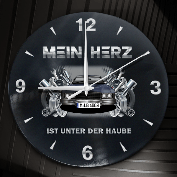 Impala Wanduhr personalisiert mit Auto u. Kennzeichen! M, Tuning Design 2