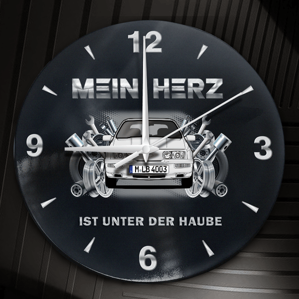 Sierra Limousine Wanduhr personalisiert mit Auto u. Kennzeichen! M, Tuning Design 2