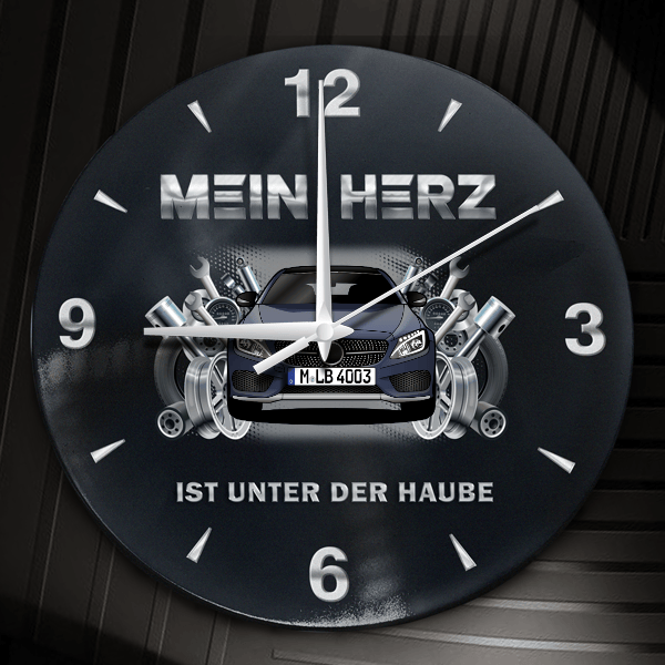 C 43 AMG 4Matic Wanduhr personalisiert mit Auto u. Kennzeichen! M, Tuning Design 2