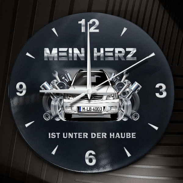 Demio Wanduhr personalisiert mit Auto u. Kennzeichen! M, Tuning Design 2
