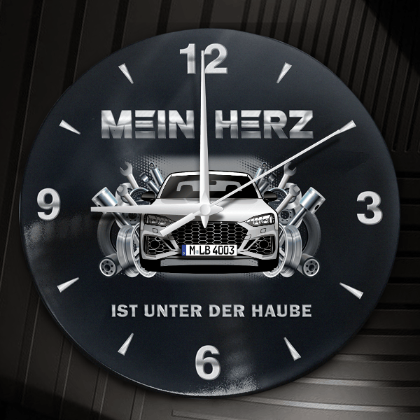RS5 Limousine Wanduhr personalisiert mit Auto u. Kennzeichen! M, Tuning Design 2
