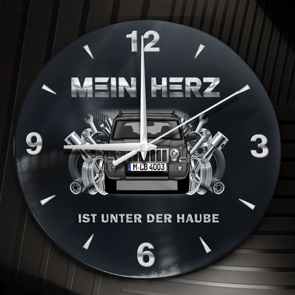 Commander Wanduhr personalisiert mit Auto u. Kennzeichen! M, Tuning Design 2