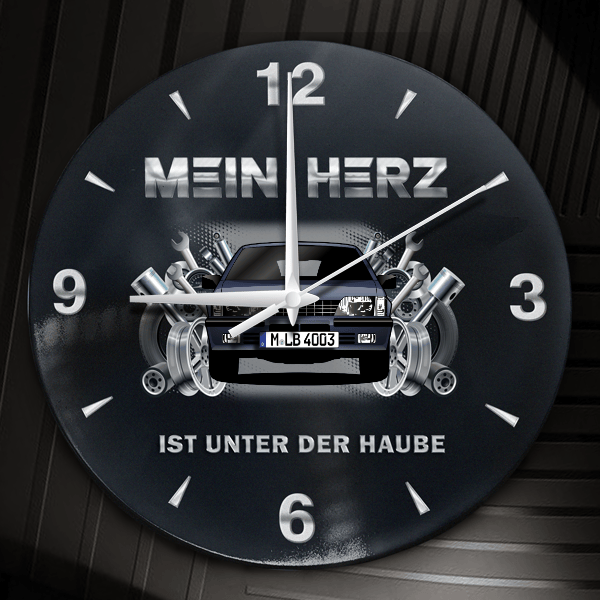 Monza Wanduhr personalisiert mit Auto u. Kennzeichen! M, Tuning Design 2