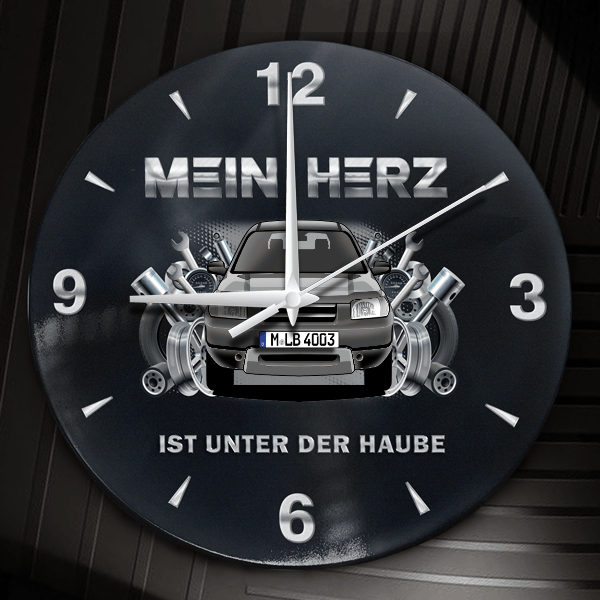 Freelander Wanduhr personalisiert mit Auto u. Kennzeichen! M, Tuning Design 2