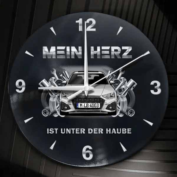 S4 Avant Wanduhr personalisiert mit Auto u. Kennzeichen! M, Tuning Design 2