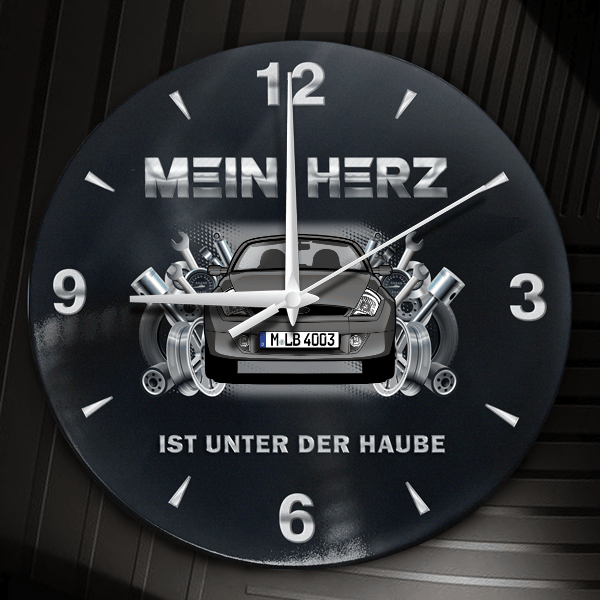 Streetka Wanduhr personalisiert mit Auto u. Kennzeichen! M, Tuning Design 2