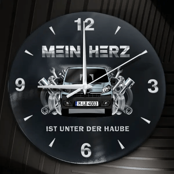 Proace Wanduhr personalisiert mit Auto u. Kennzeichen! M, Tuning Design 2