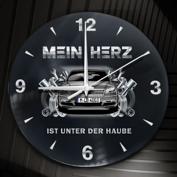 Phaeton Wanduhr personalisiert mit Auto u. Kennzeichen! M, Tuning Design 2