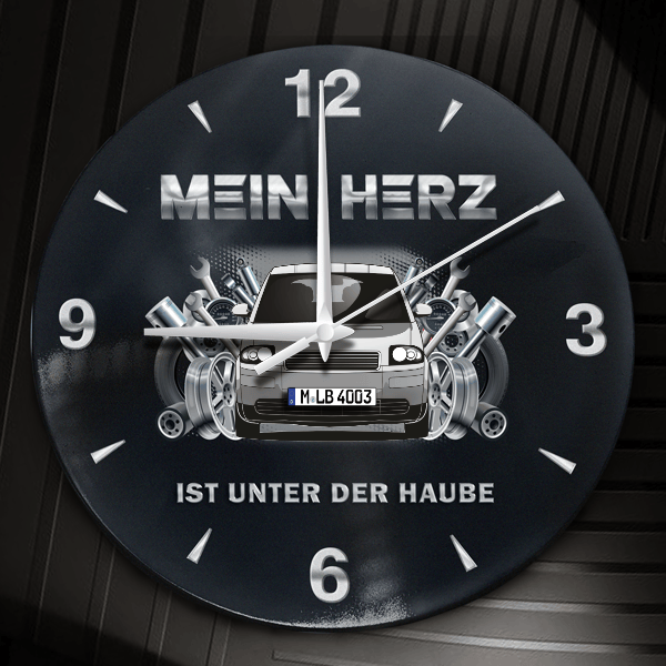 A2 Wanduhr personalisiert mit Auto u. Kennzeichen! M, Tuning Design 2