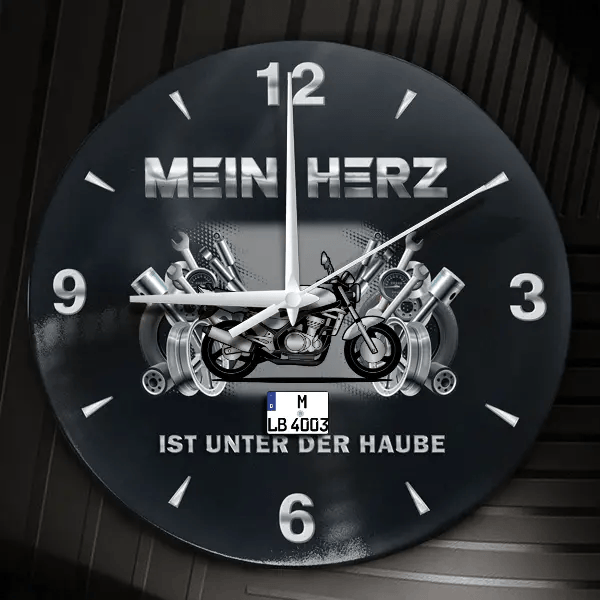 ER-5 Wanduhr personalisiert mit Motorrad u. Kennzeichen! M, Tuning Design 2