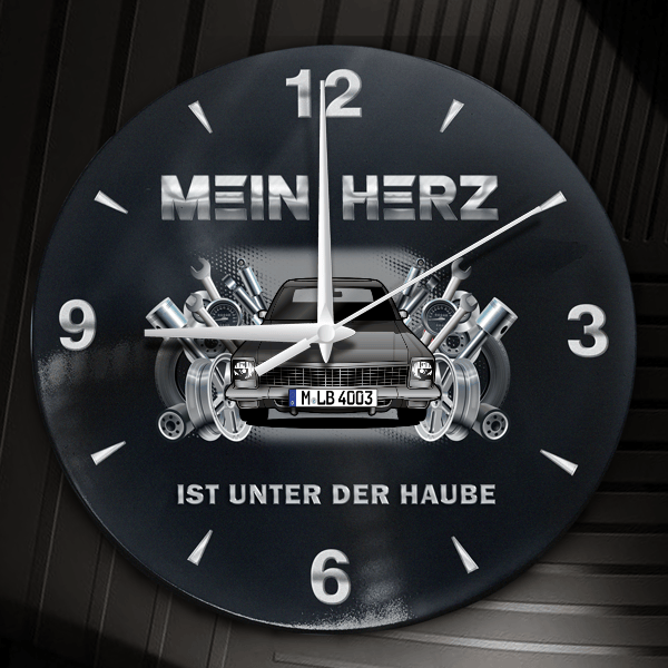 Diplomat Wanduhr personalisiert mit Auto u. Kennzeichen! M, Tuning Design 2