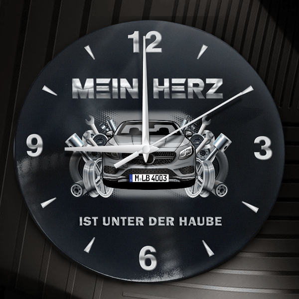 S-Klasse Cabriolet Wanduhr personalisiert mit Auto u. Kennzeichen! M, Tuning Design 2