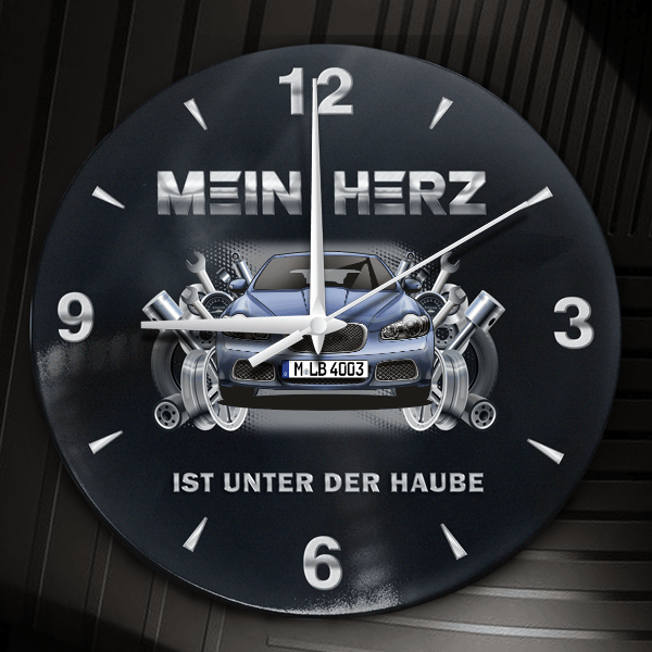 XF-R Wanduhr personalisiert mit Auto u. Kennzeichen! M, Tuning Design 2