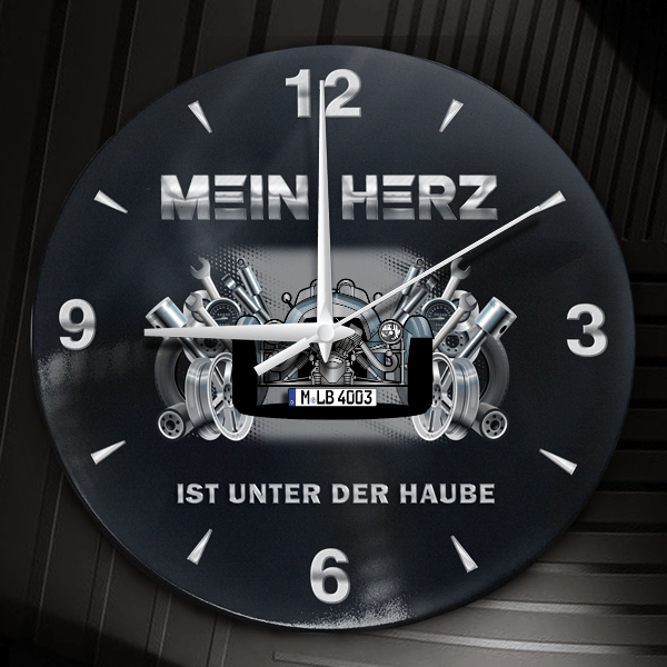 3 Wheeler Wanduhr personalisiert mit Auto u. Kennzeichen! M, Tuning Design 2