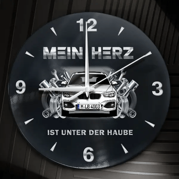 1er Reihe Hatchback (F20) Wanduhr personalisiert mit Auto u. Kennzeichen! M, Tuning Design 2