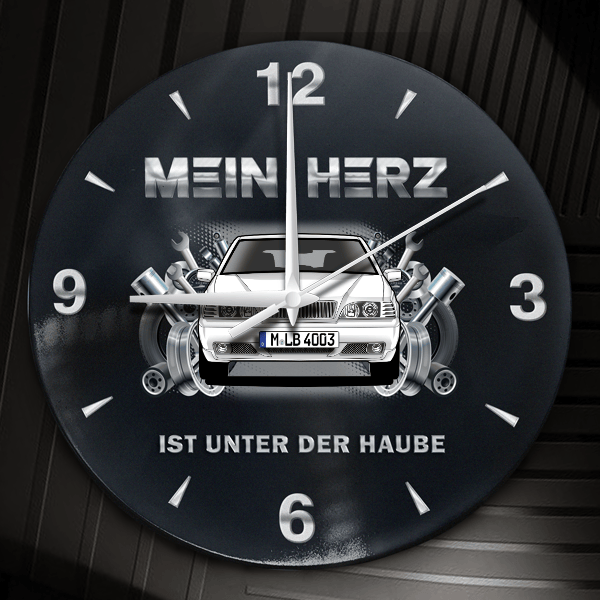S70 Wanduhr personalisiert mit Auto u. Kennzeichen! M, Tuning Design 2