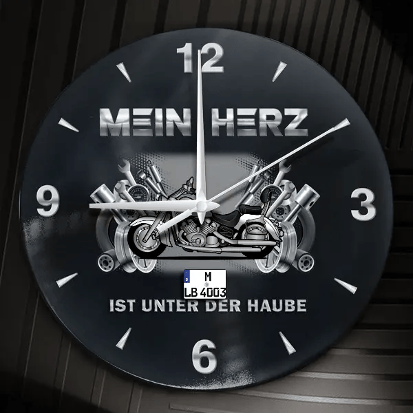 Royal Star Deluxe Wanduhr personalisiert mit Motorrad u. Kennzeichen! M, Tuning Design 2