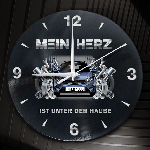 Ceed SW Wanduhr personalisiert mit Auto u. Kennzeichen! M, Tuning Design 2
