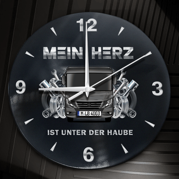 Arto Wanduhr personalisiert mit Wohnwagen u. Kennzeichen! M, Tuning Design 2