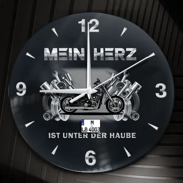Low Rider Wanduhr personalisiert mit Motorrad u. Kennzeichen! M, Tuning Design 2