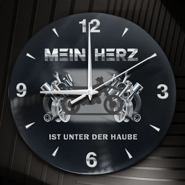 300 Wanduhr personalisiert mit Motorrad u. Kennzeichen! M, Tuning Design 2