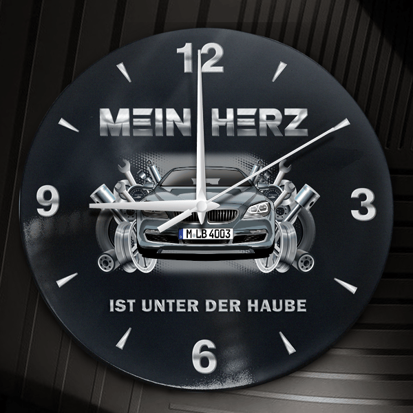 6er Reihe Cabriolet Wanduhr personalisiert mit Auto u. Kennzeichen! M, Tuning Design 2